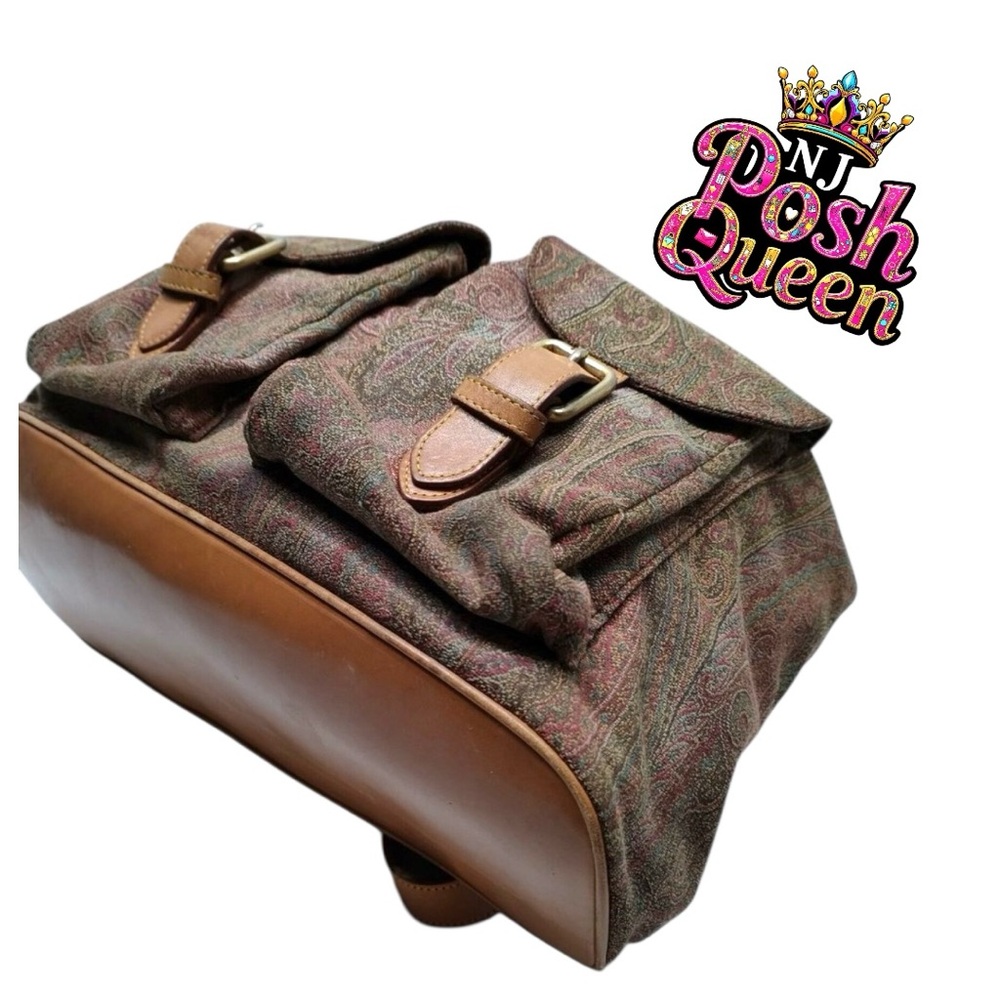 Etro BackPack Bag Brown Canvas - Picture 5 of 9